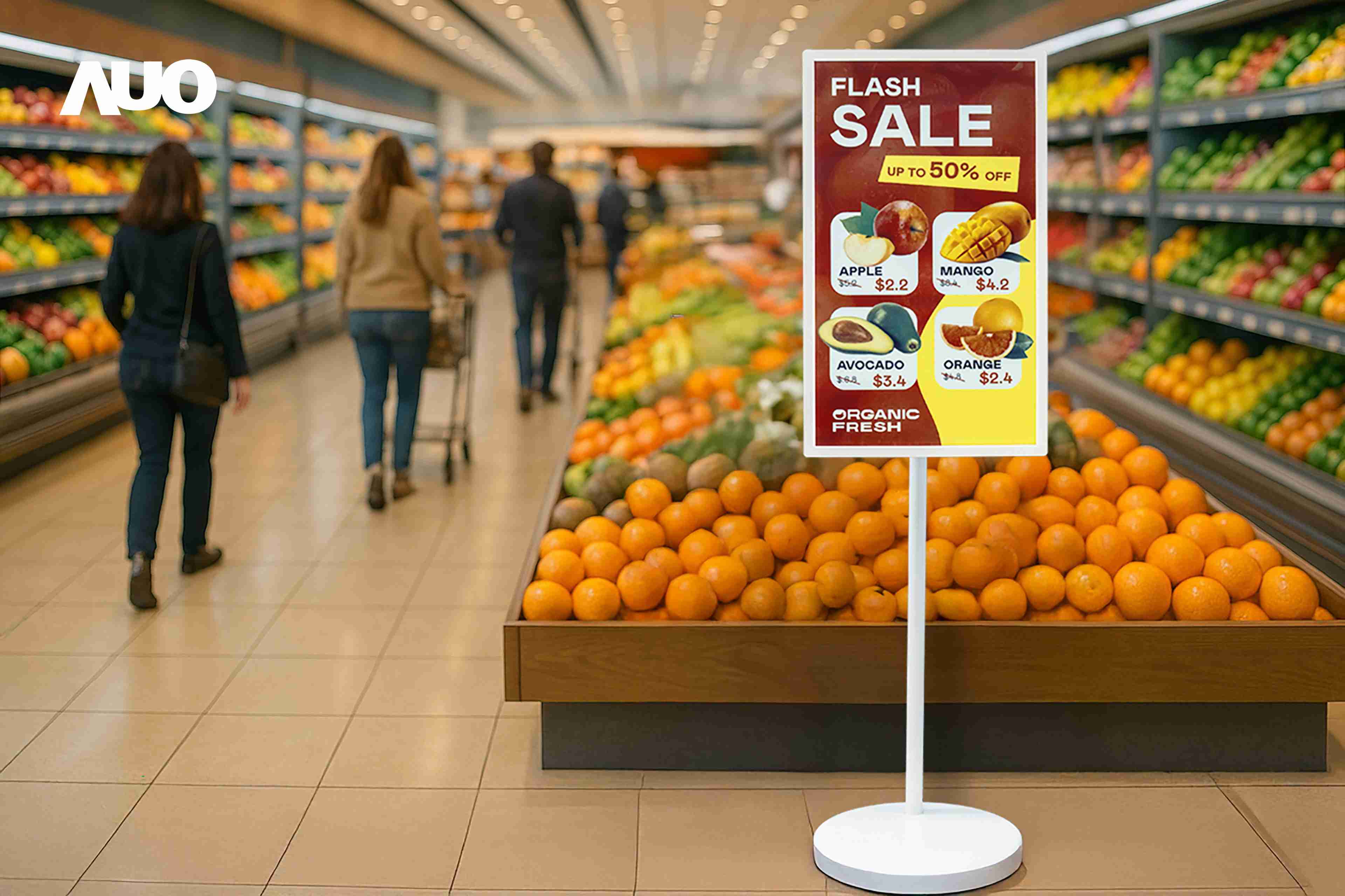 达擎首亮相低功耗、、、、全彩的〝aecoPost电子纸解决方案〞，，，仅在更新画面时需要微量的电力驱动，，无需布建电线的便捷设计，，，使其可灵活应用、、、随意置放，，，，并可透过云端或行动装置app，，，，轻松管理及排程广告内容，，，晋升店头营销利器。。。。